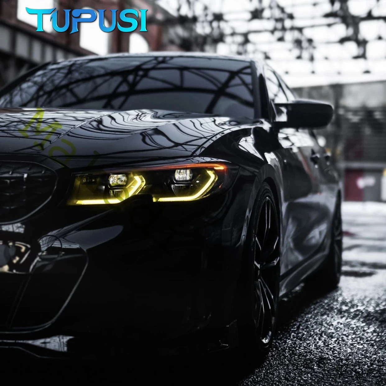 Фото Для BMW 3 серии G20: лазерные фары с желтыми/оранжевыми ангельскими глазками и DRL-модулями для BMW G21 320i 330i M340 2019-2020 годов, янтарные дневные ходовые огни №5