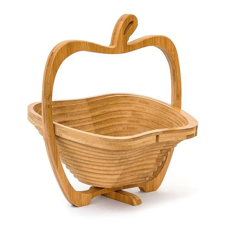 

Wooden Collapsible Apples Shape Basket Kitchen Fruits Vegetable Storage Basket Holder Kitchen Storage Tools Decor Centerpiece