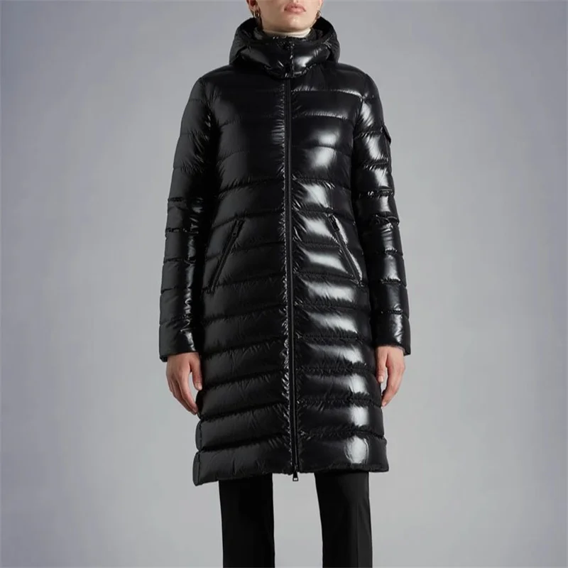 

Women's down jacket 2023 Winter New Korean Fashion Slim Fit Long Hooded Puffer Jacket 90 White Duck Down Filled Warm Thick Coat