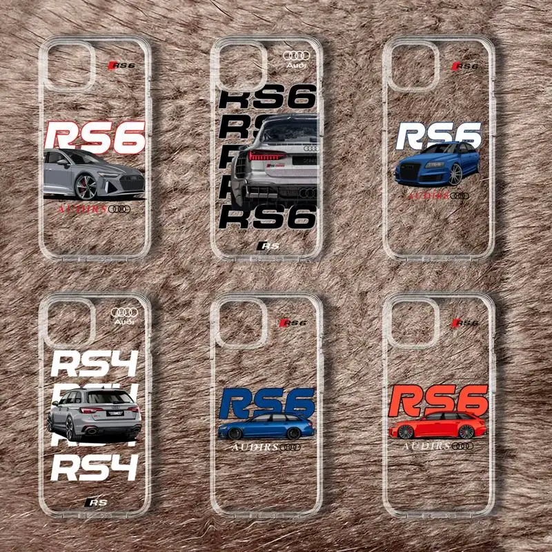 

A-Audi Luxury Sport Car RS Phone Case For iPhone 11 12 Mini 13 14 Pro XS Max X 8 7 6s Plus 5 SE XR Transparent Shell