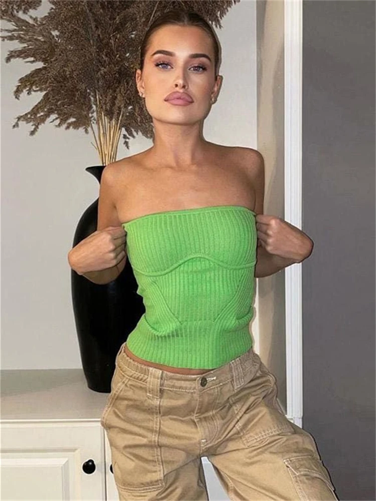 

Women Sexy Strapless Off Shoulder Crop Tube Top Solid Color Stretchy Bandeau Seamless Casual Basic Breast Wrap No-Padded Bra