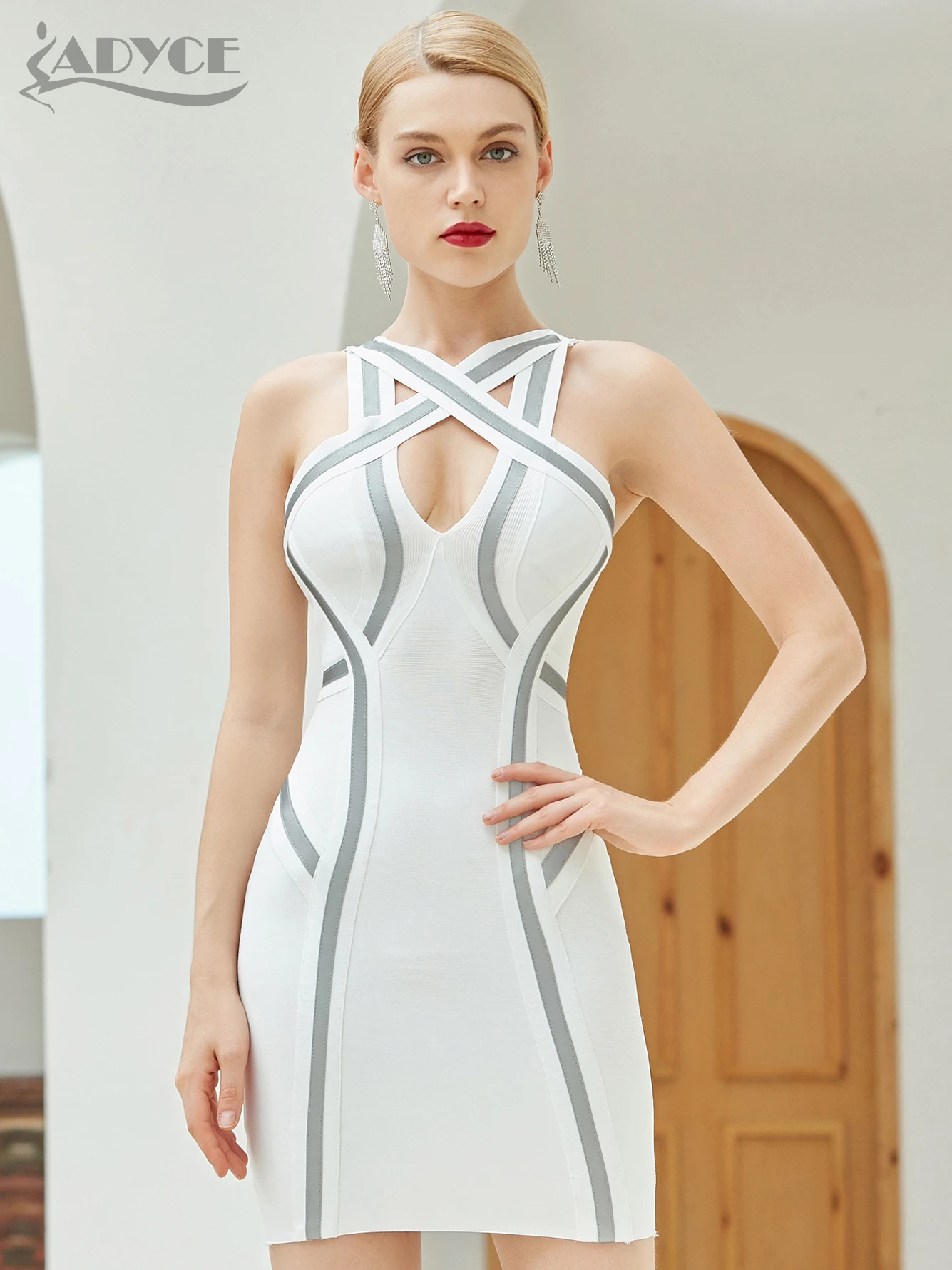 

Adyce 2021 Новое летнее женское Бандажное платье Vestido пикантные черный, белый цвет с открытыми плечами облегающее Клубное платье знаменитости В...