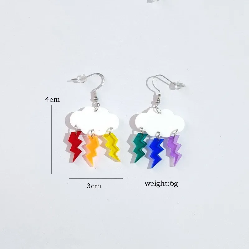 

Lightning Colorful For Women Cartoon Sweet Fun Girls Creative Acrylic Cloud Lightning Raindrop Pendant Earrings Prom Jewelry