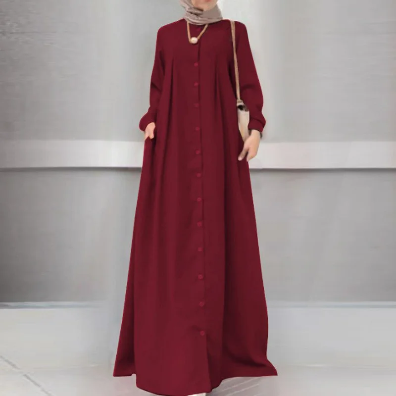 Muslim long dress plus size women's summer and autumn loose temperament commuter long robe dress