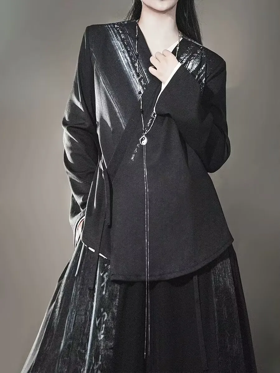 Модные китайские костюмы ханьфу мужской кафтан без рукавов летние белые и черные