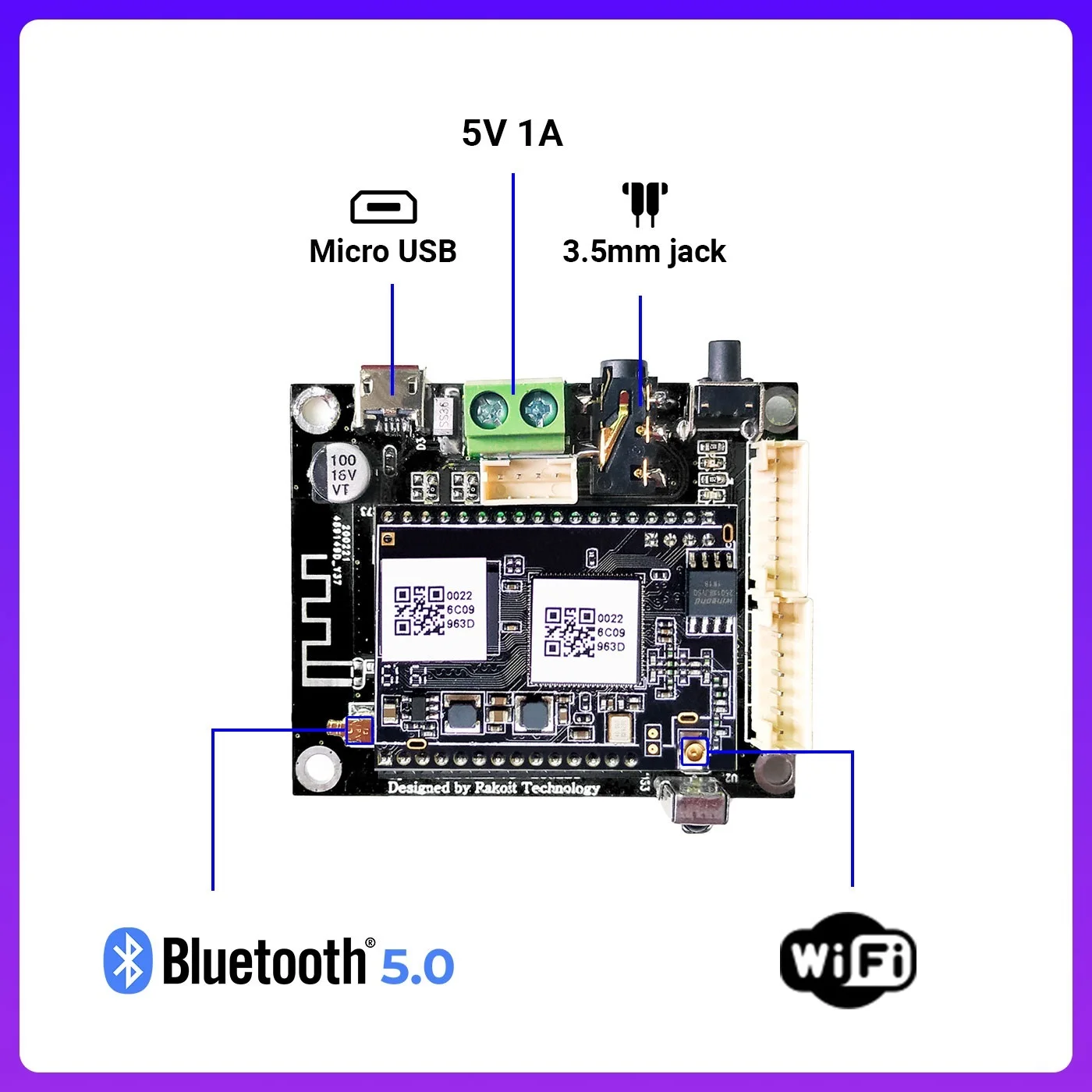 

Go Up2Stream Mini V3 Bluetooth Audio Receiver Board Bluetooth 5.0 Wireless Stereo Music Module Multiroom DIY WIFI Audio Board