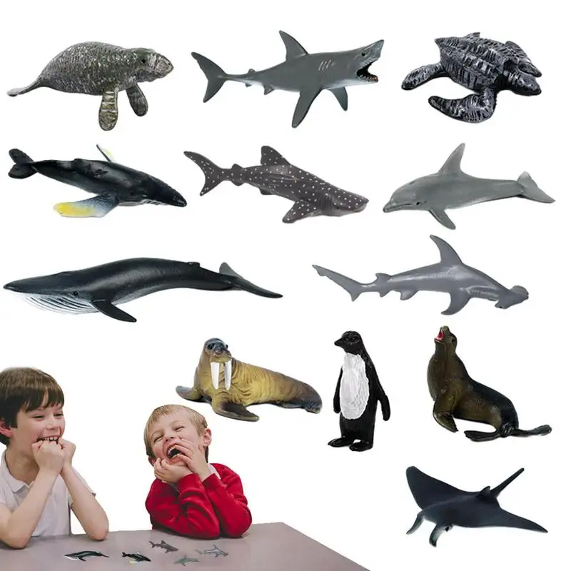 

12 шт., детские игрушечные мини-статуи морских существ