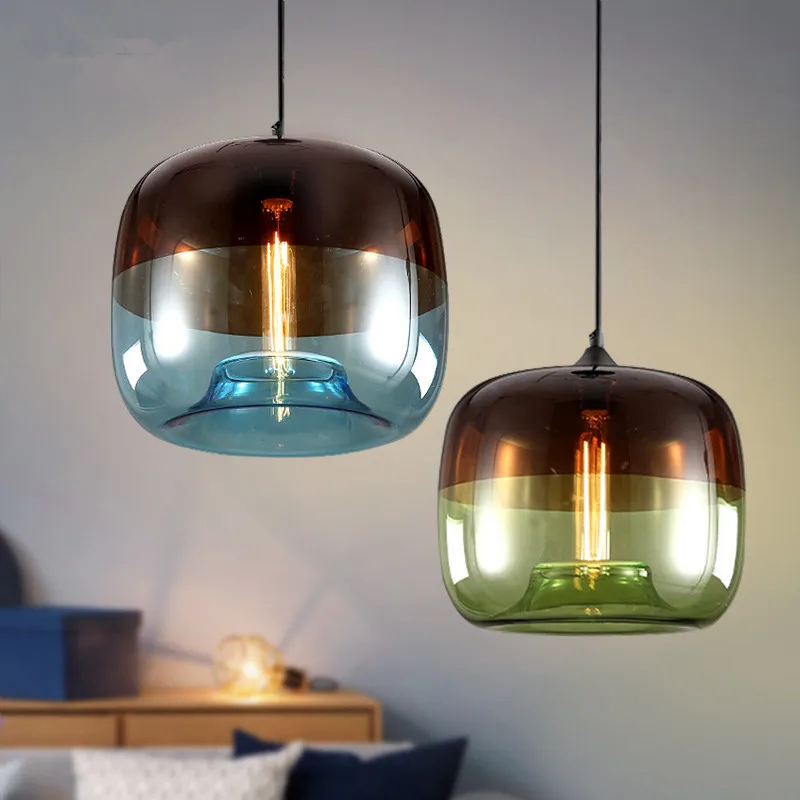 

Retro Glass Led Pendant Lights Restaurant Cafe Hotel Bathroom Dining Table Hanging Lamp Lighting Living Room Bedroom Luminaire