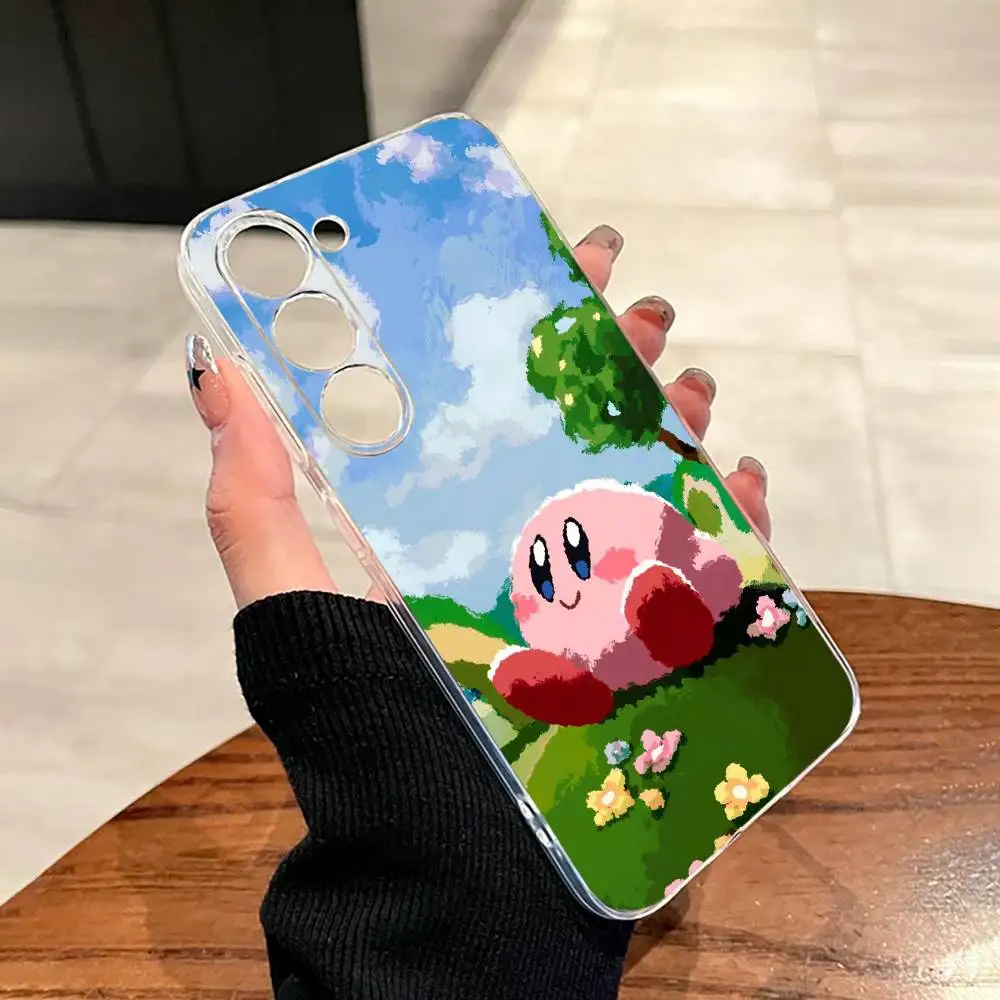 Фото Розовый чехол для телефона K-Kirbys-PC Cartoon для Samsung A10,12,20,21S,30,31,40,50,51,52,70,71, прозрачный чехол №4