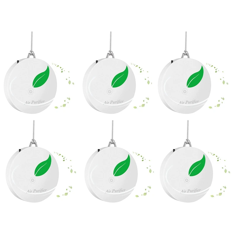 

6X Personal Wearable Air Purifier Necklace Mini Portable Air Freshner Ionizer Negative Ion Generator White