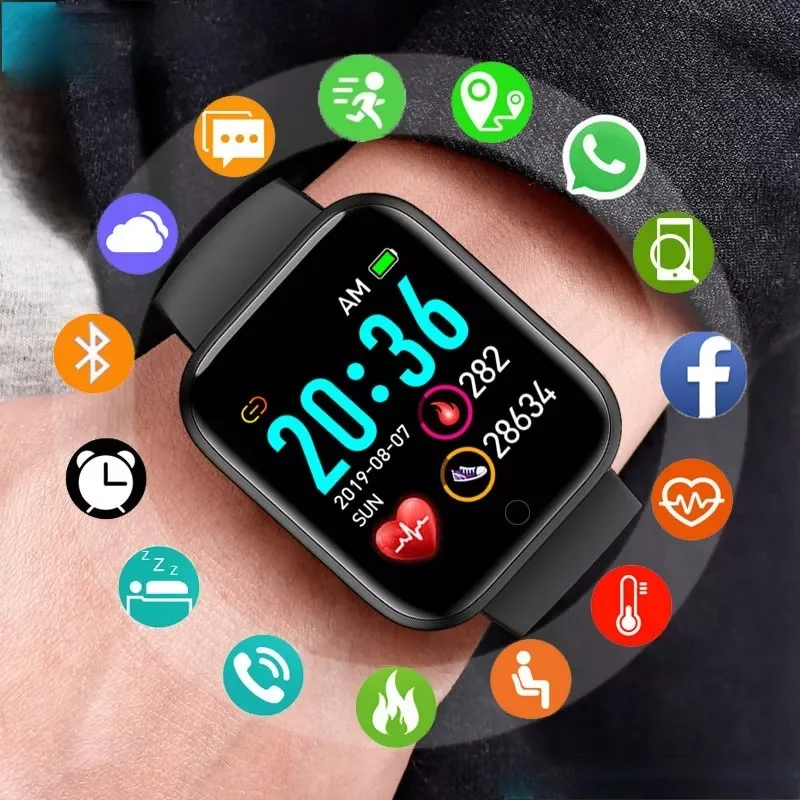 

Mens' Silicone Digital Watch Men Sport Healthy Monitoring BPM Women Watches Electronic LED Male Wrist Watch Hours Week Cloc