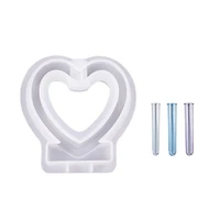 heart shaped epoxy resin molds with 3 test tubes for hydroponic flower holder home office decor valentines day gift