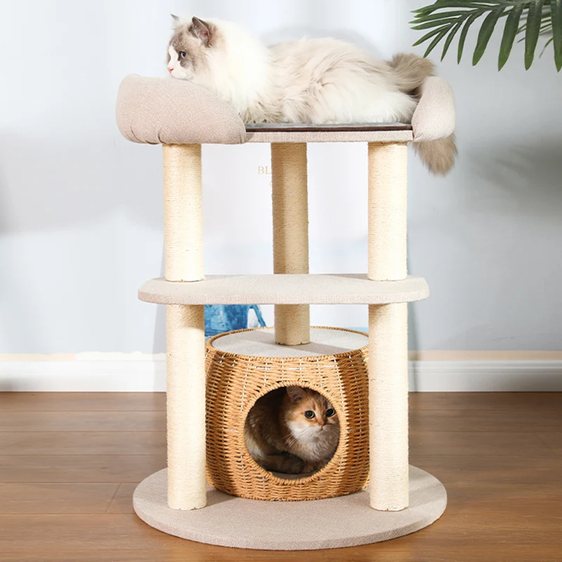 

Climbing Tower Toy Cat Scratcher Post House Tunnel Sisal Condo Cat Tree Playground Sofa Modern Rascador Gatos Pet Toys LJ50CS