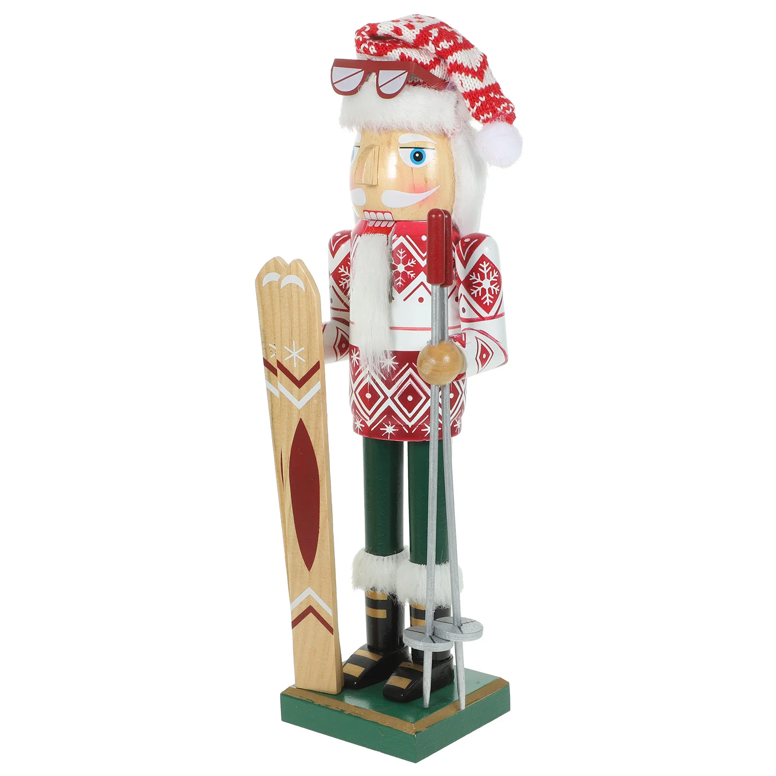 

Wooden Skiing Puppet Craft Christmas Traditional Puppet Figure for Home Fireplace Decoration Nutcracker