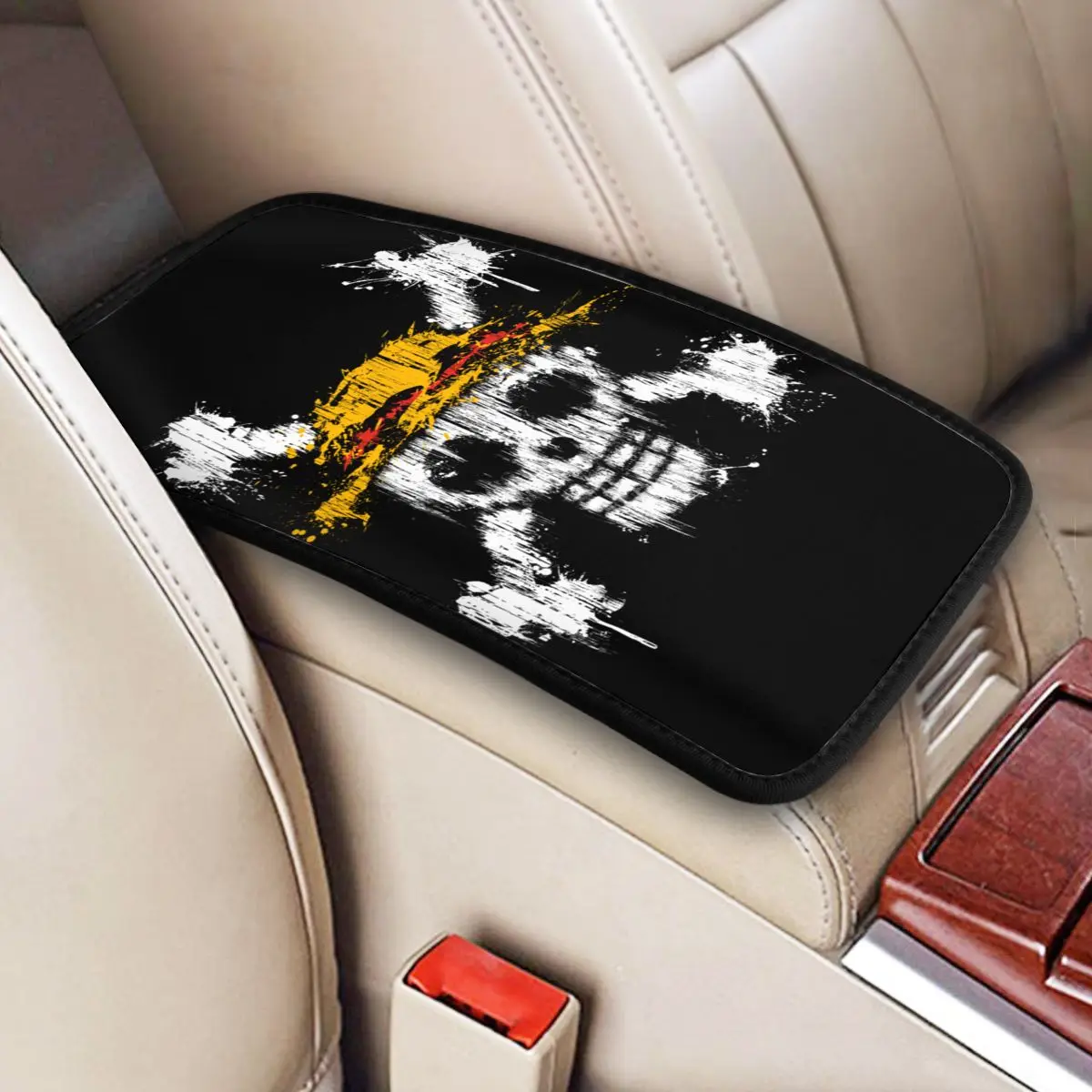 

Center Console Cover Pad One Piece Skull Car Armrest Cover Mat Universal Breathable Car Interior CushionStorage Box Pad Cushion