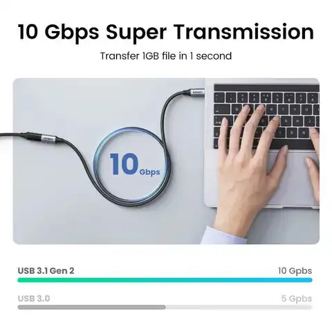 Ugreen USB C Extension Cable Type Extender Cord USB-C Thunderbolt 3 для Xiaomi Nintendo Switch 3.2