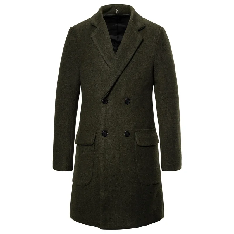 

Fashion Black Men Warm Slim Woolen Jacket Luxurious Overcoat Brand Wool Blends Coats Men Autumn Winter 2021 New Solid Color Men