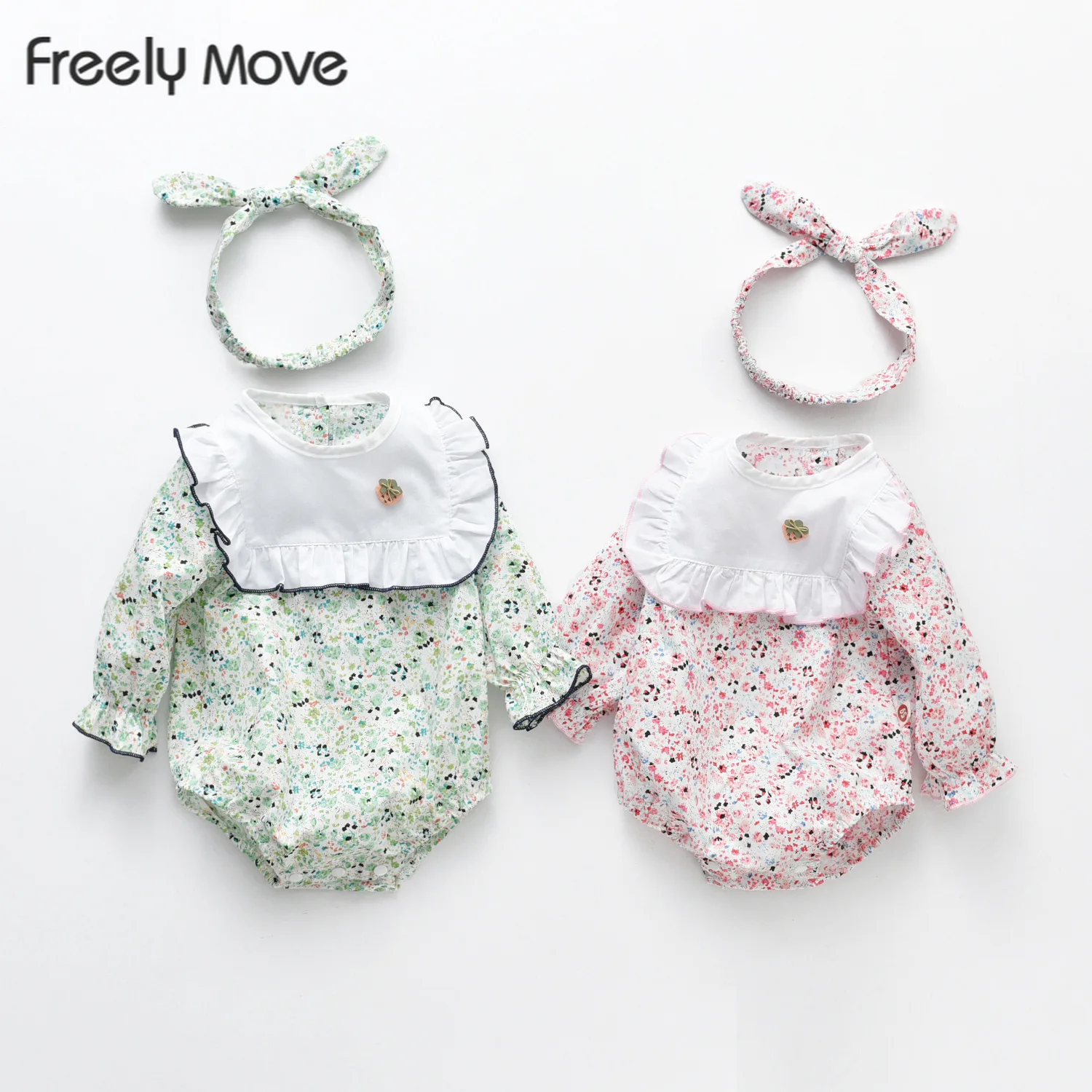 

Freely Move 2020 Brand New Newborn Infant Kids Baby Girls Summer Causal Bodysuits Bows Long Sleeve Floral Cute Jumpsuits Outfit
