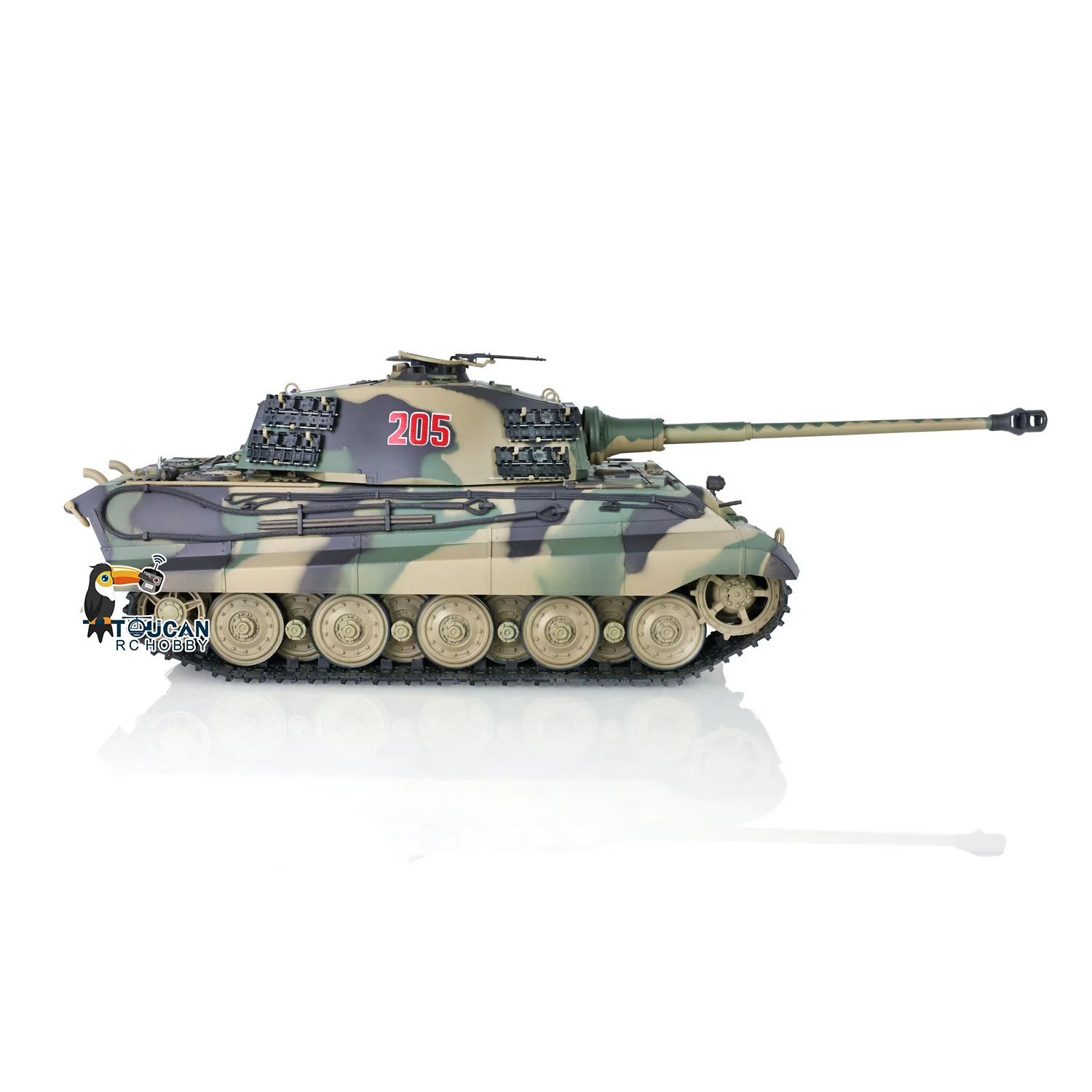 Фото Радиоуправляемые танки Heng Long: пластиковый танк King Tiger 7.0 FPV в масштабе 1/16, модель 3888A, 360 градусов °   Игрушка-имитация отдачи ствола пушки TH17522 №4