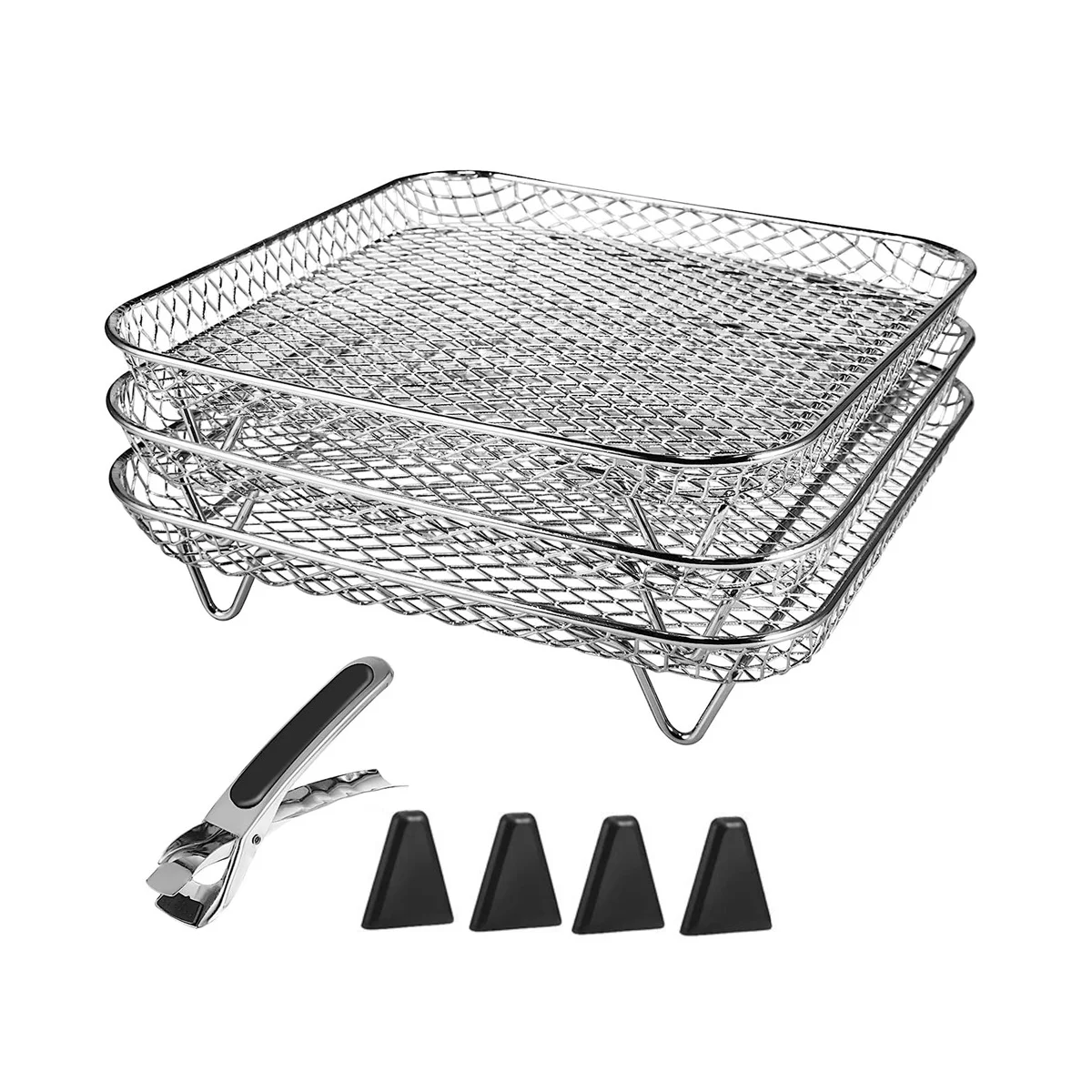 

Стойка для фритюрницы из нержавеющей стали с зажимом, квадратная Штабелируемая корзина для выпечки, многослойная стойка для дегидратора, детали для фритюрницы