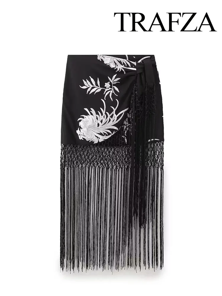 Женская Летняя асимметричная кисточка с вышивкой в виде растений