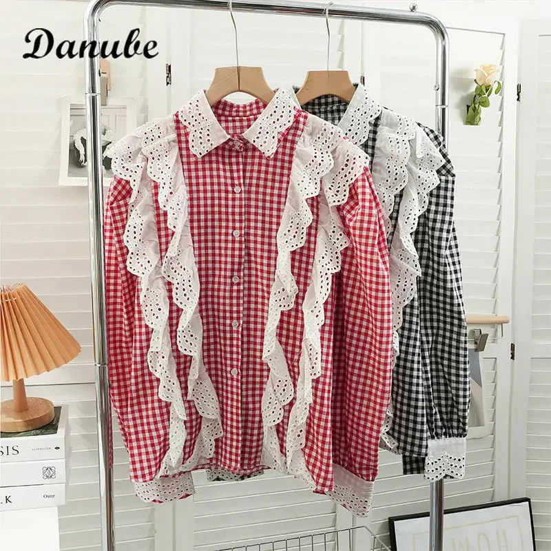 Винтажные кружевные блузки с оборками в стиле &quotЛолита&quot женские рубашки