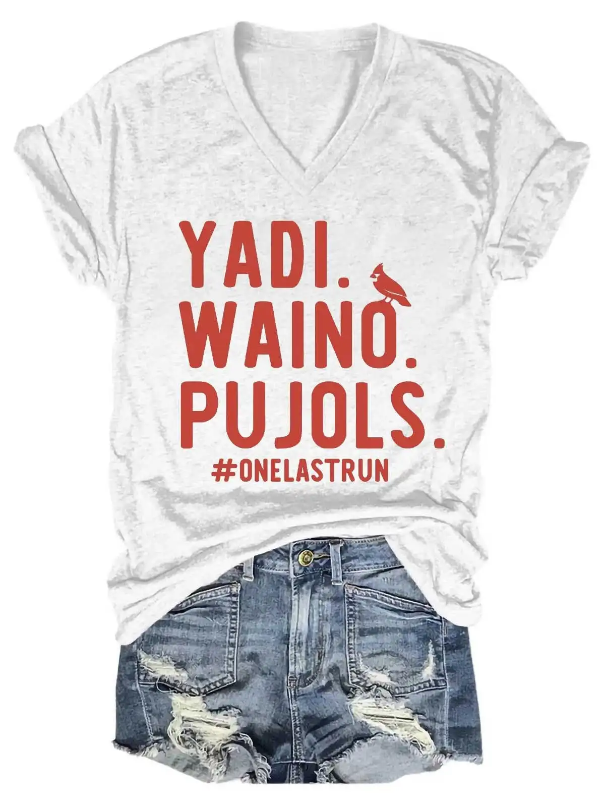 

Lovessales Women's Yadi Waino Pujols V-Neck T-Shirt