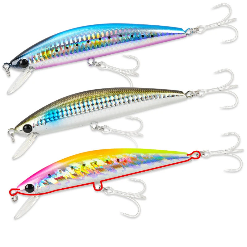 

12cm Inshore Hard Fishing Lure Artificial Minnow Bait Treble Hooks Wobblers
