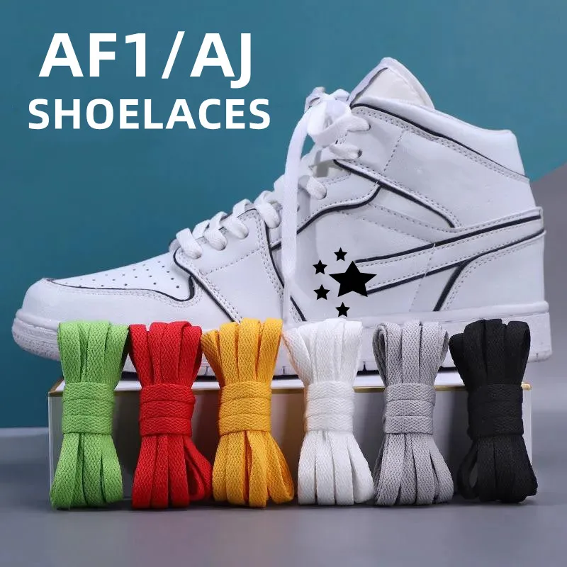 

Colorful AF1/AJ Shoelaces for Sneakers Flat Classic Original Solid White Black Sports Shoe Laces Men Women Basketball Laces