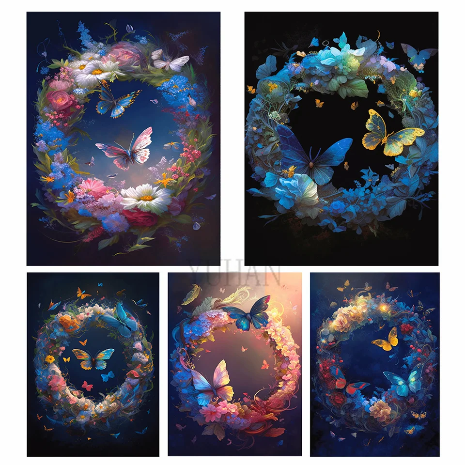 

Новая алмазная живопись цветок Бабочка венок 5D алмазная вышивка животное вышивка крестиком Роза Стразы полная мозаика домашний декор