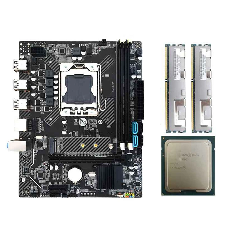 

X79 Motherboard with E5 2420V2 CPU+2X4GB DDR3 RAM HM65 LGA1356 CPU DDR3 REG ECC RAM M.2 NVME SATA3.0 for Xeon E5 CPU