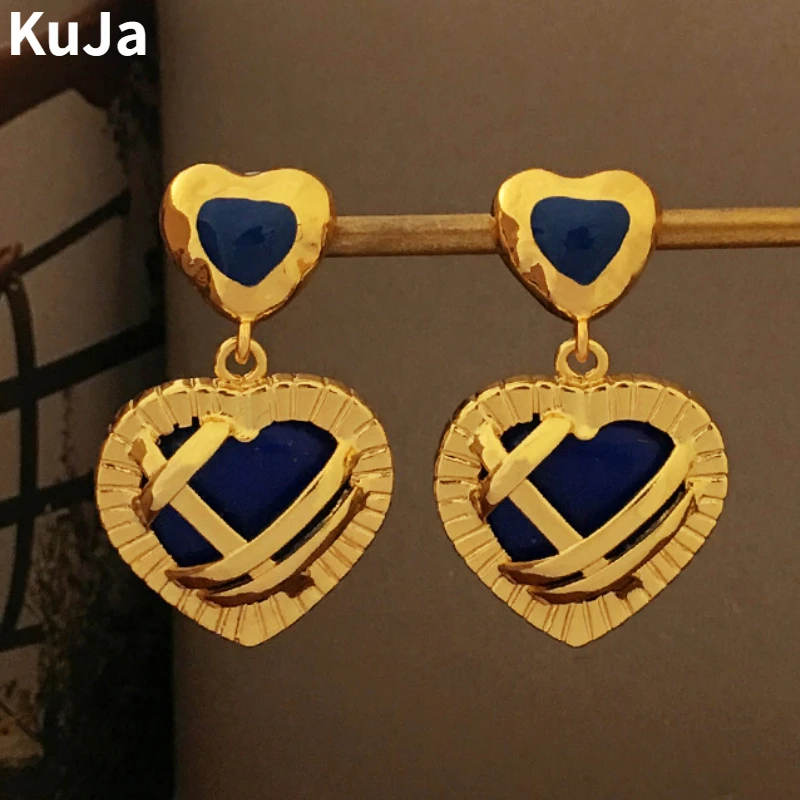 

Fashion Jewelry 925 Silver Needle Popular Blue Heart Earrings Vintage Temperament For Women 2023 Trend New Ear Accessories