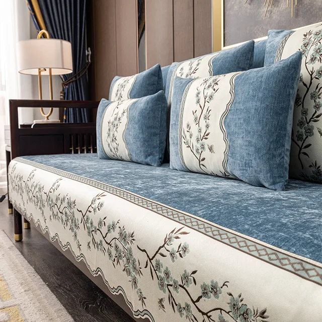 Китайские кружевные Чехлы для дивана, жаккардовые подушки для дивана,изысканная вышивка, Нескользящие комбинированные Чехлы для дивана, длядекора гостиной