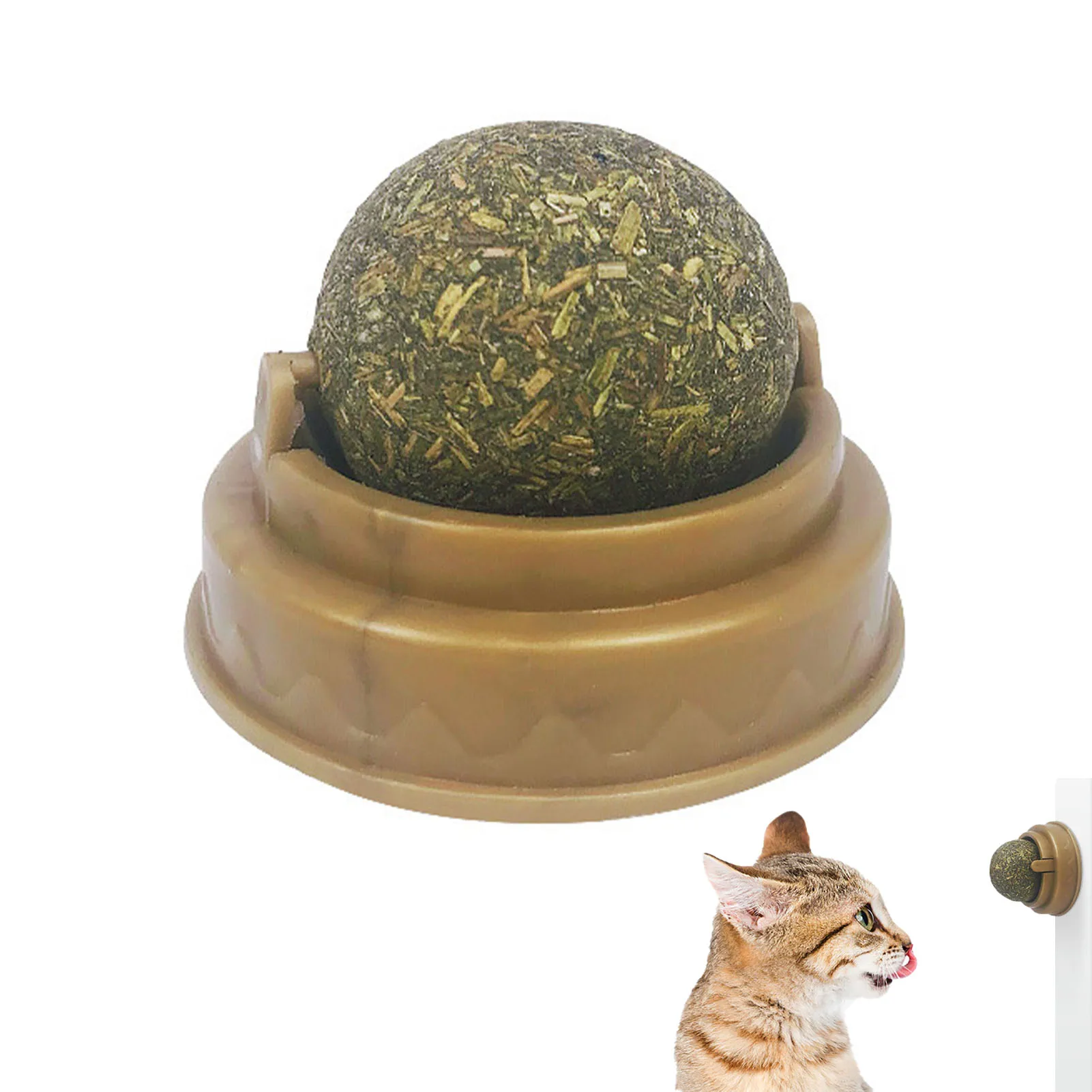 Magic Cat Balls Edible Kitten Toys For Cats Lick Self-Adhesive Catnip Wall Ball Rotatable Playing Edible Balls For Cat