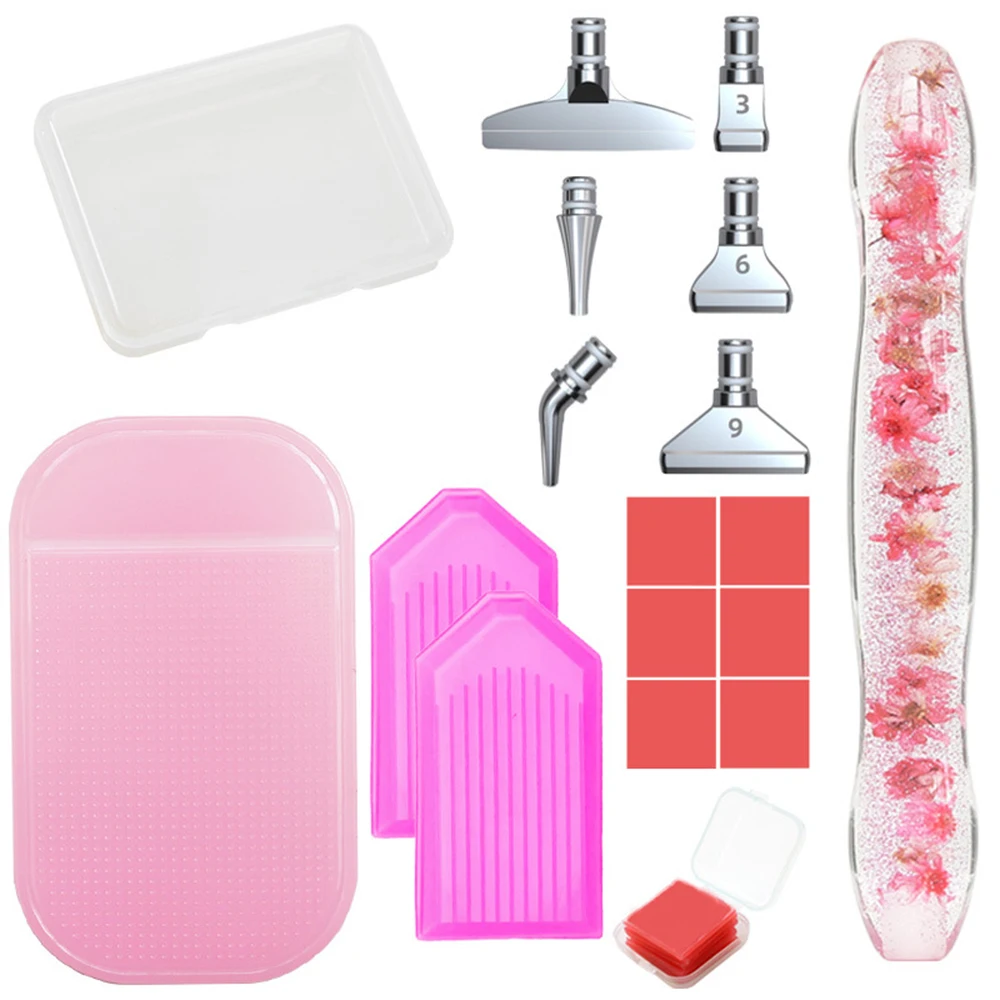 

1Set 5D Flower Resin Diamond Painting Pen Diamond Painting Glue Clay Resin Point Drill Pen Beads Tray Anti-Slip Mat DIY Crafts