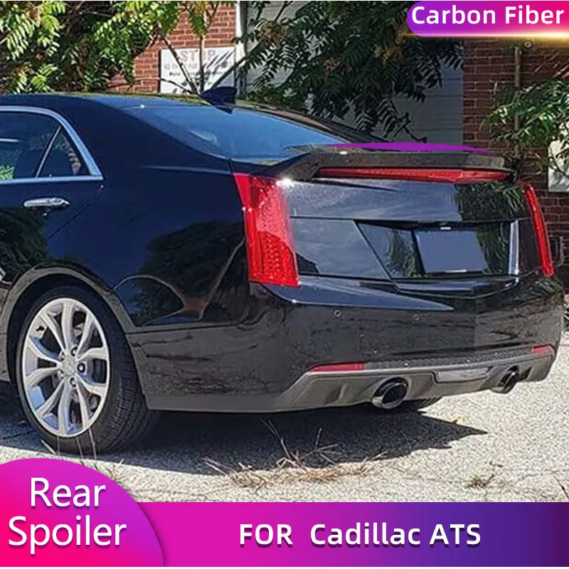 

Задний спойлер багажника из углеродного волокна, крылья для Cadillac ATS Sedan, 4-дверный 2014-2019, гоночный задний спойлер, крышка багажника, крыло, губа