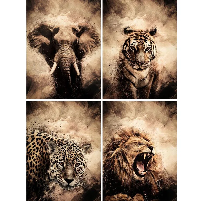 

Diamond Painting Tiger Lion Leopard, 5D DIY Full Square/round Diamond Embroidery Kit, Rhinestone Mosaic Cross Stitch, Home Decor