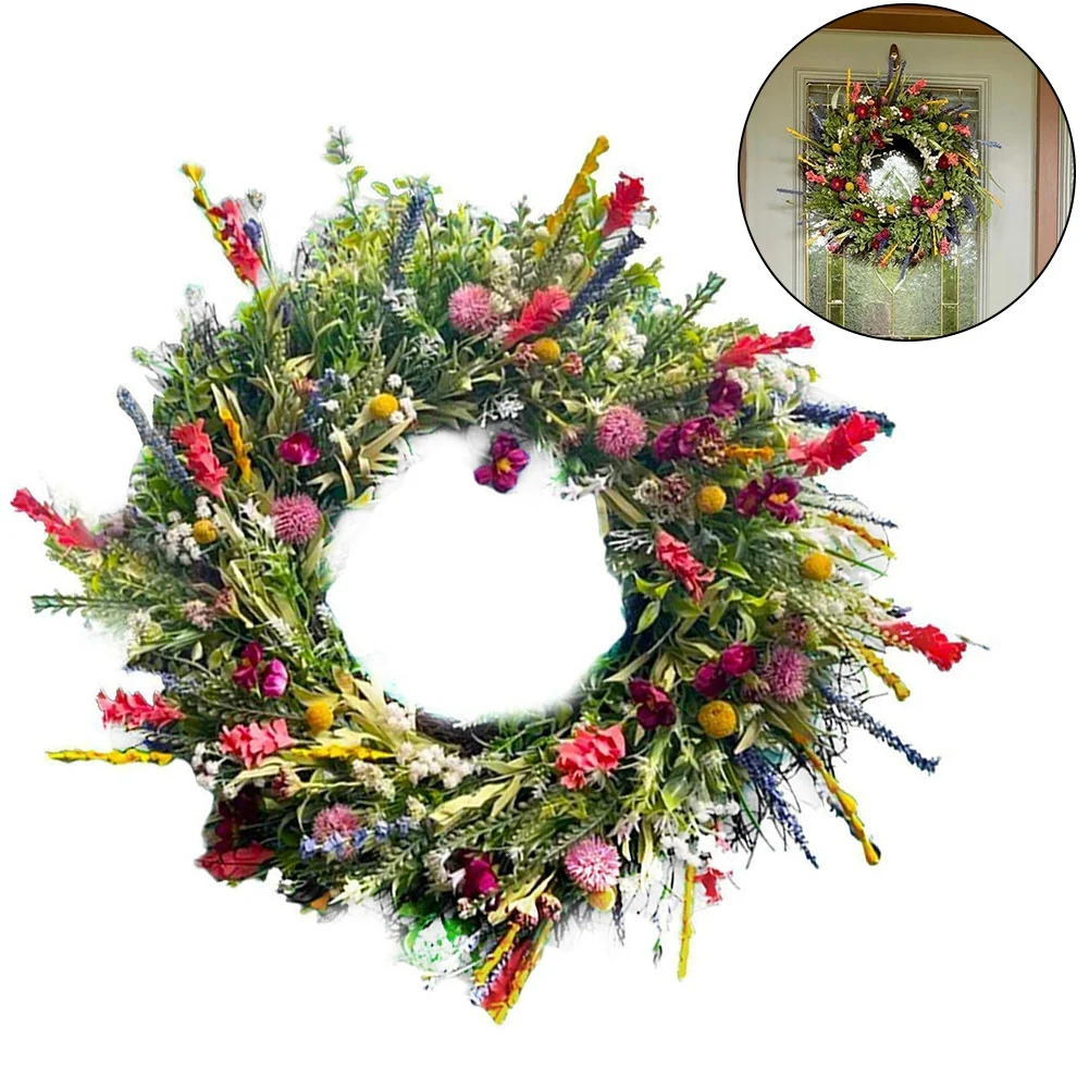 

Spring Summer Wreath Green Leaf Flower Garland For Wall Front Door Party Decor Artificial Flower Decorations 35*35cm