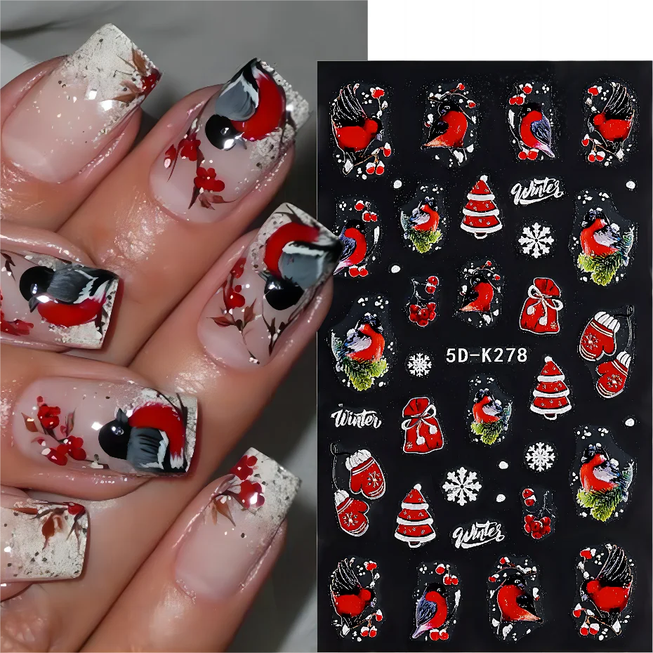 

Наклейки для ногтей 5D-K278 на зиму, рождественскую елку