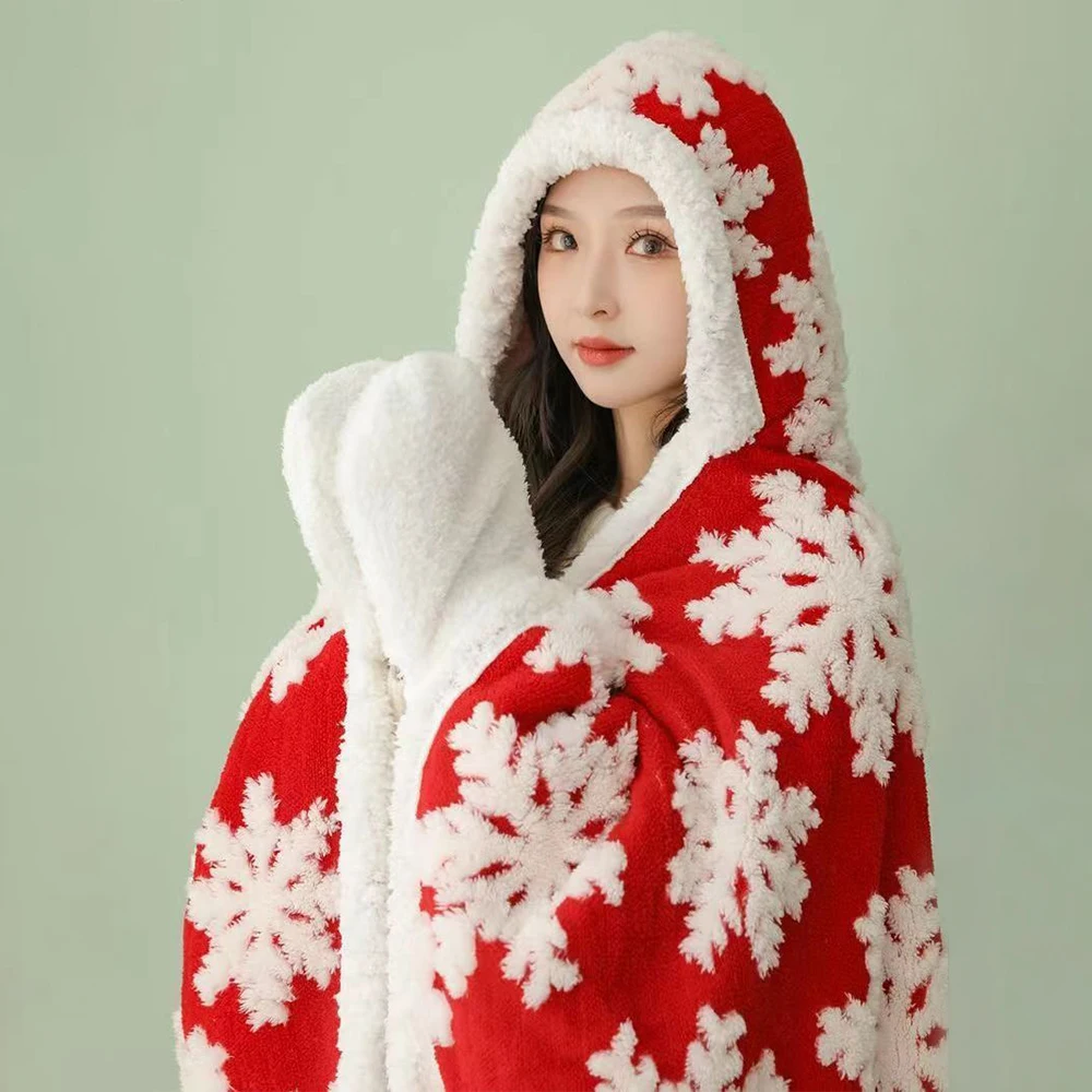 

Теплое зимнее пригодное для носки одеяло, красная утолщенная накидка на диван из овечьей шерсти, накидка, фланелевые одеяла для сна, покрывало