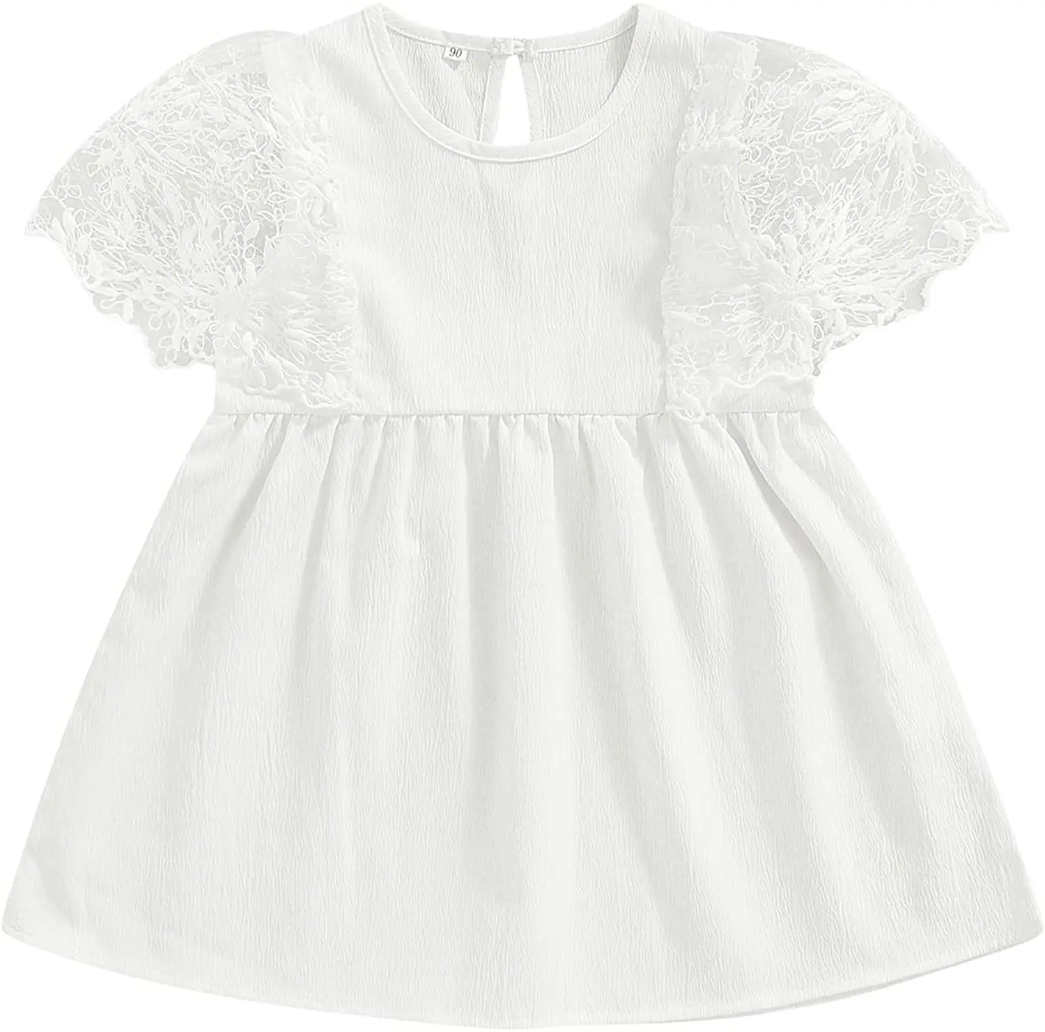 

Детское кружевное платье для девочек, Повседневное платье с коротким рукавом, летняя одежда для маленьких девочек