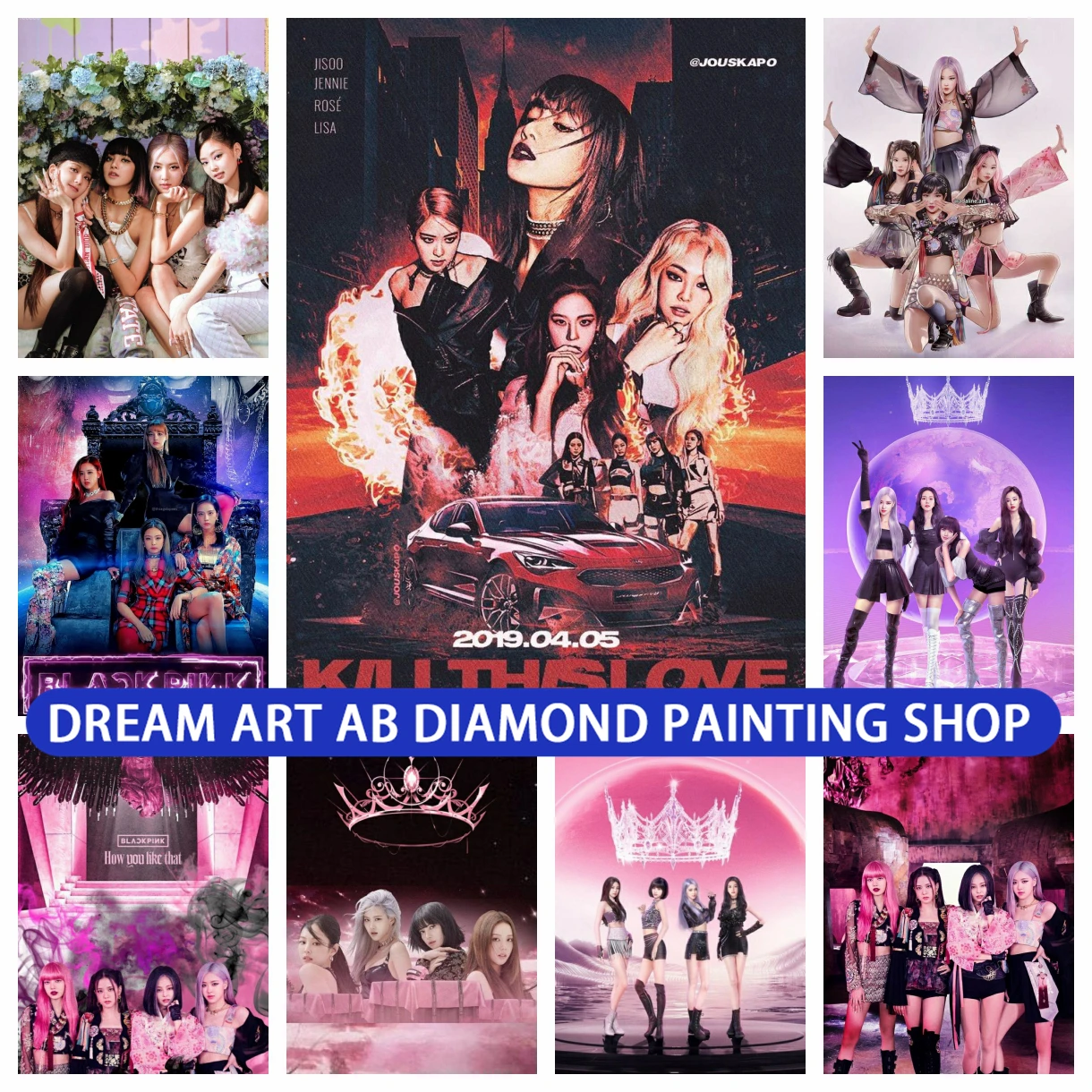 

Jisoo Rose Kpop Band 5D Korean Group Black Girl Pink Diamond Painting Wall Art Cross Stitch Embroidery Picture Mosaic Home Decor