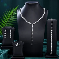 jimbora new luxury necklace earrings bracelet ring jewelry sets full cz dubai bridal wedding jewelry sets dress accessarie