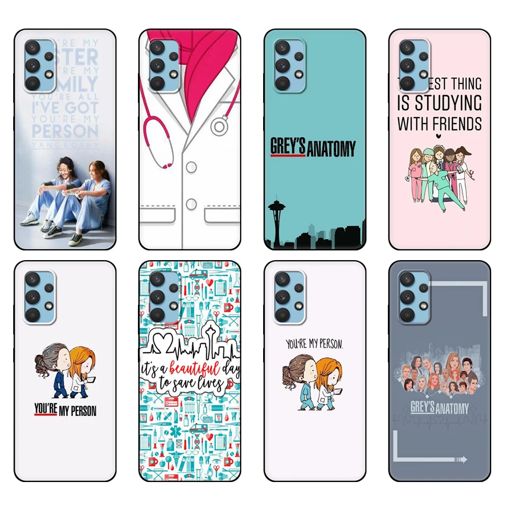 

Black tpu Case For Samsung galaxy A32 A42 A52 A72 4g 5g S21 PLUS ultra back cover Grey's Anatomy