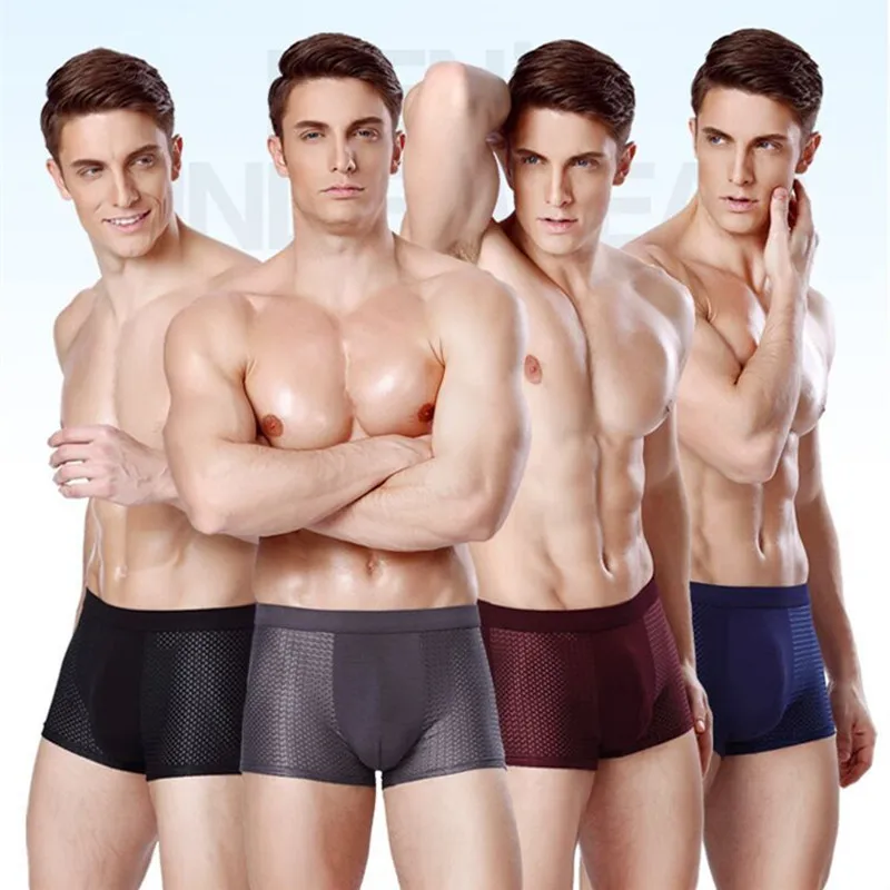 

4 Pack Men Boxers Underwear Bamboo Fiber Sexy Boxershorts Mens Pants Breathable Male panties Calecon Homme Ondergoed Mannen
