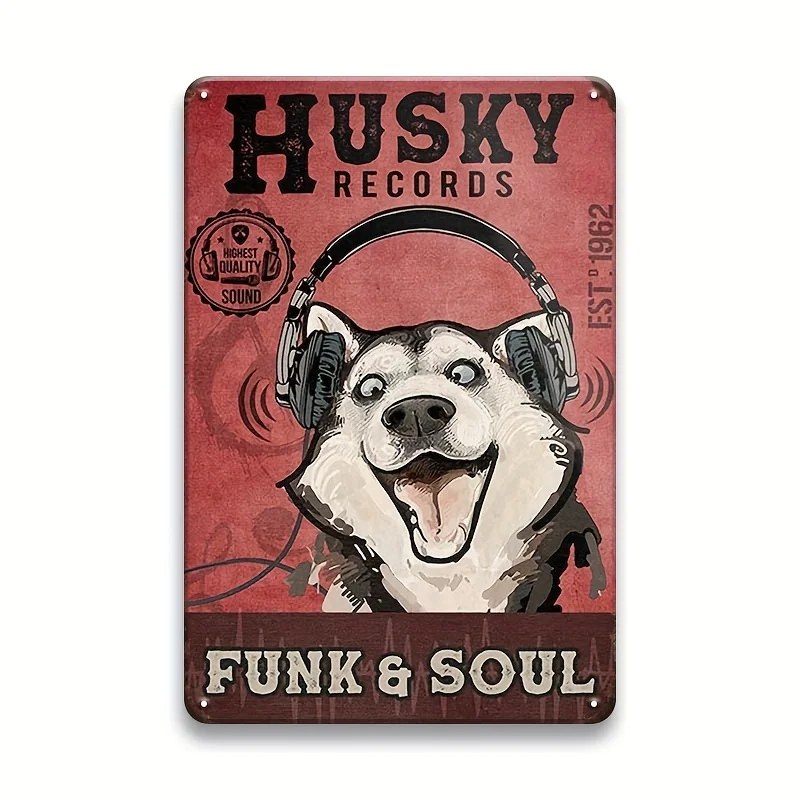 

Funk Soul Husky Records Vintage Metal Tin Sign 8x12 Inch Poster for Bedroom Bathroom Living Room Kitchen Home Decorative Art