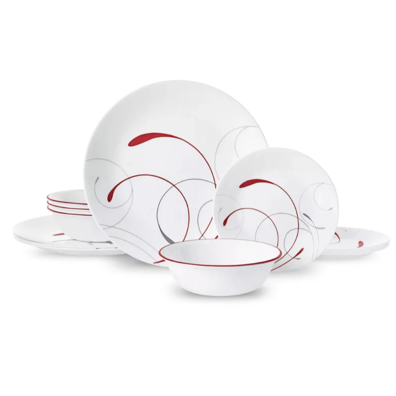 Corelle® Splendor, White and Red, 12 Piece, Dinnerware Setdishes  dinner plates  dinnerware set