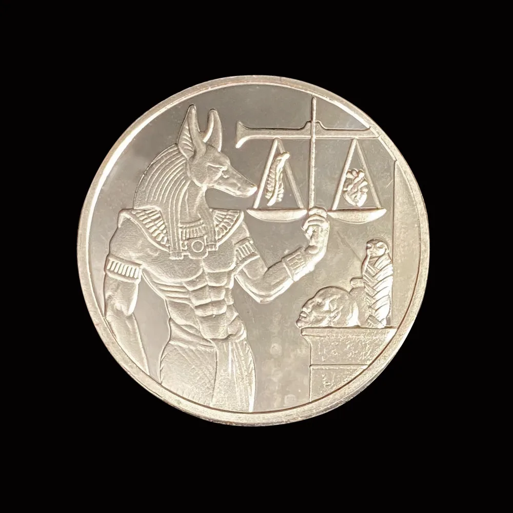 1 шт. Посеребренная копия монеты египетского бога смерти Анубис памятные с рамкой