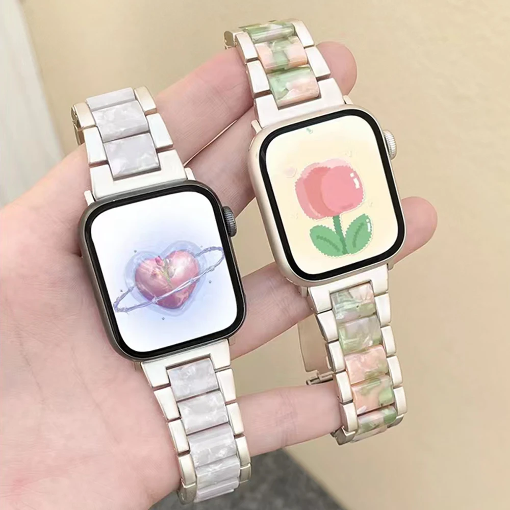 Compatible With Apple Watch 8 7 Ultra 49mm 41mm 45mm 44mm 40mm Thin Lightweight Resin Rtrap Stainless Steel Buckle