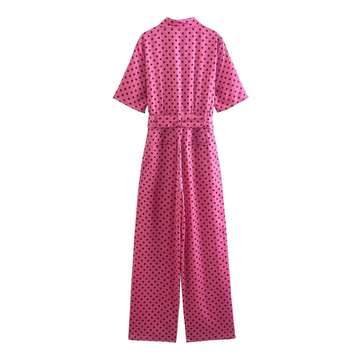 Jenny&Dave 2023 Ins Fashion Blogger Vintage Polka Dot Print Satin Sashes Dungarees Jumpsuits Women
